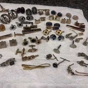 Assorted Gold and Silver Cufflinks and Tie Clips